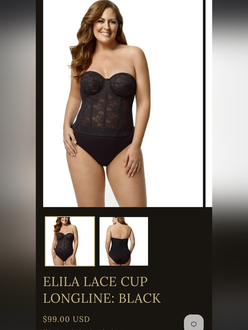 Elila Black Lace Corset- New With Tags Never Worn